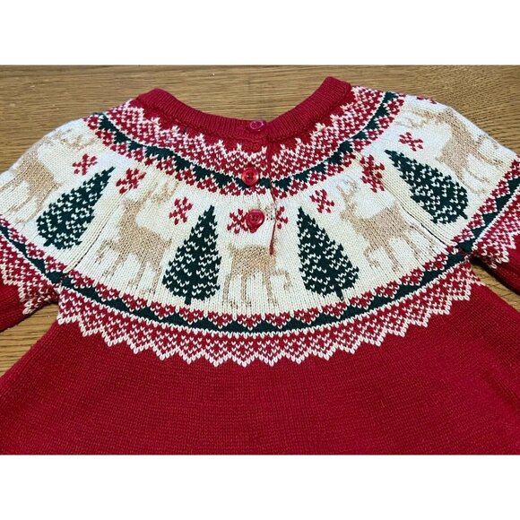 Tahari Baby Girl Fair Isle Knit Christmas Tree Dress Sz 24 Month Embroidery‎ - Picture 16 of 16